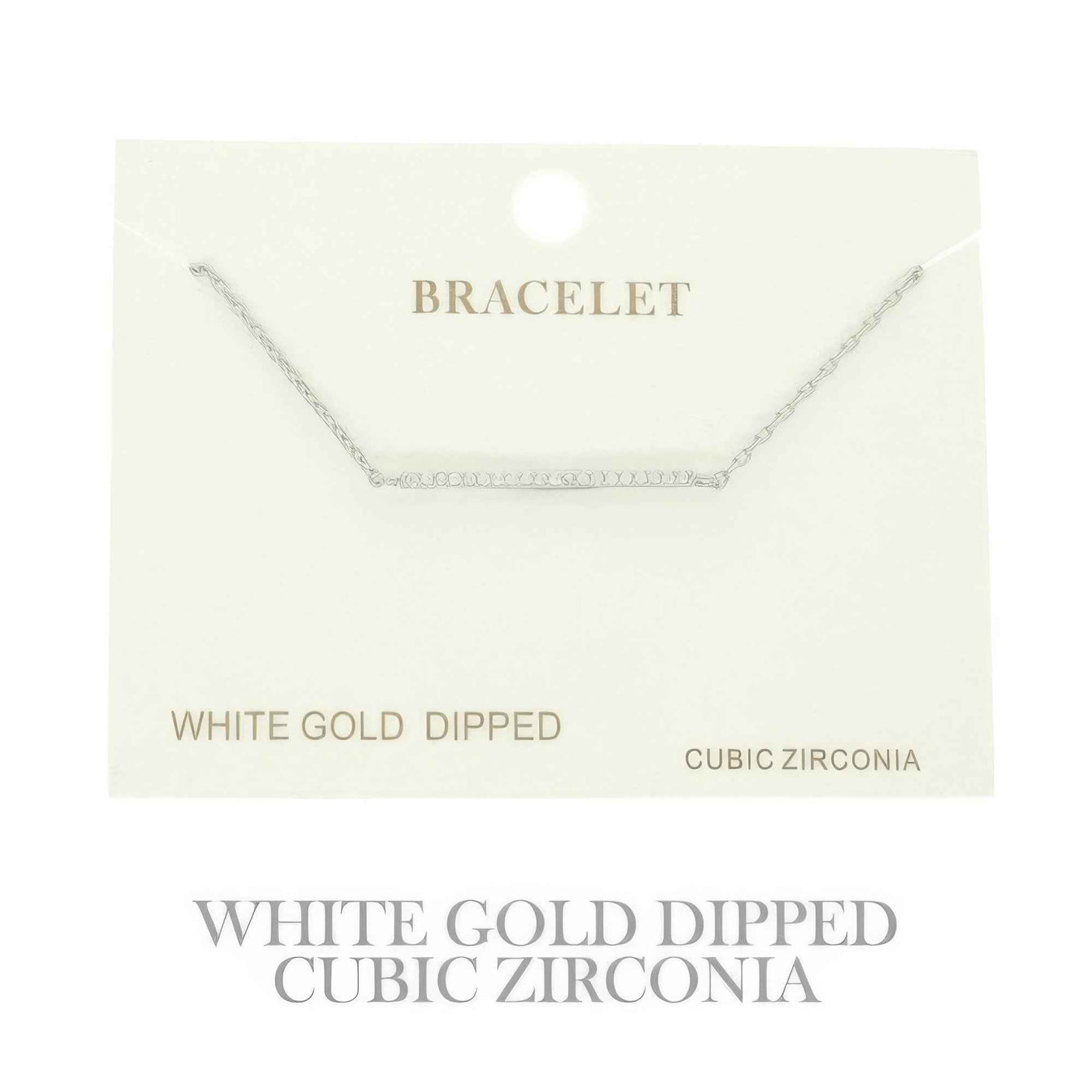 Gold Plated Cz Bar Chain Bracelet