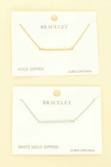 Gold Plated Cz Bar Chain Bracelet