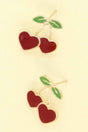 Gold Plated Cherry Hearts Post Earrings