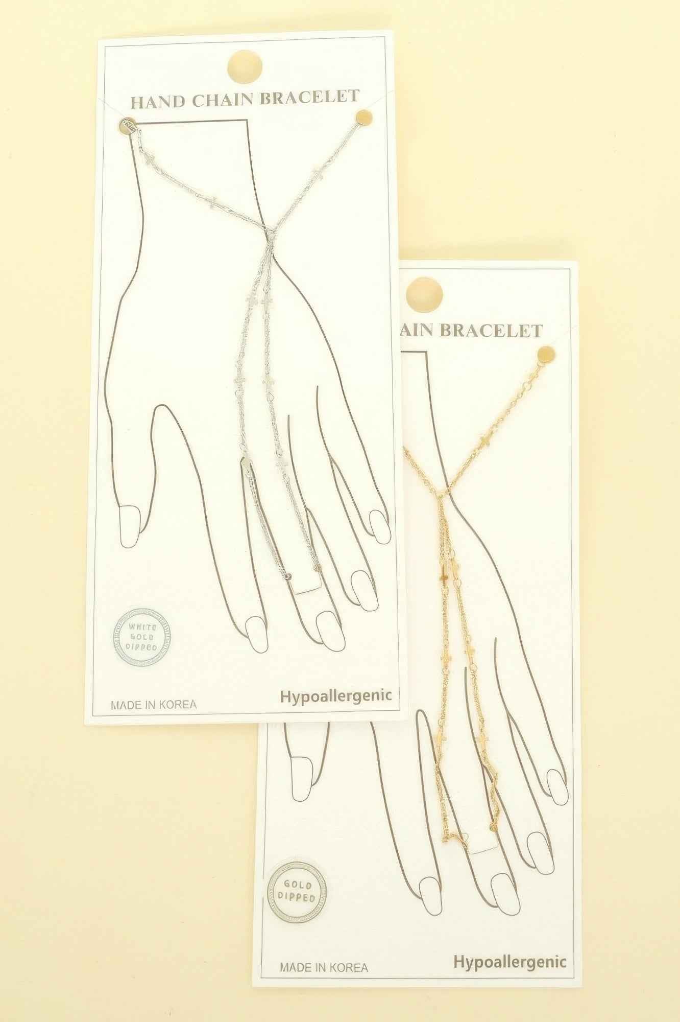 Gold Plated Cross Charm Hand Chain Bracelet