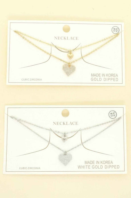 Gold Plated Cz Heart Pendant Necklace