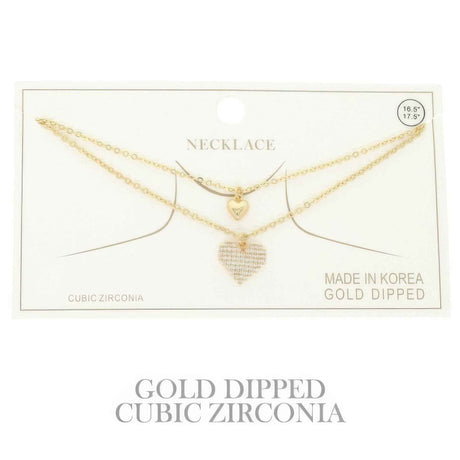 Gold Plated Cz Heart Pendant Necklace
