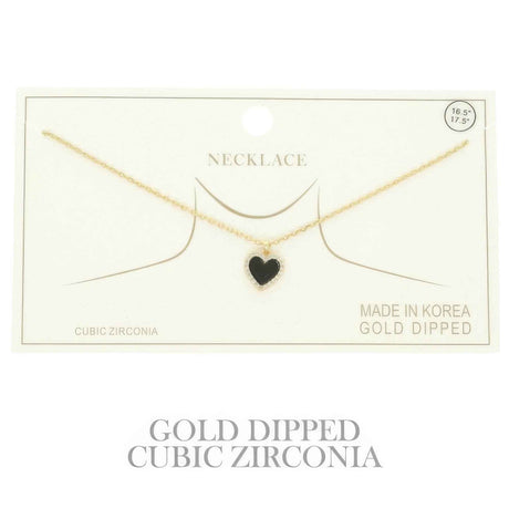 Gold Plated Cz Heart Pendant Necklace