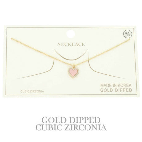 Gold Plated Cz Heart Pendant Necklace