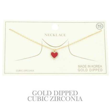 Gold Plated Cz Heart Pendant Necklace