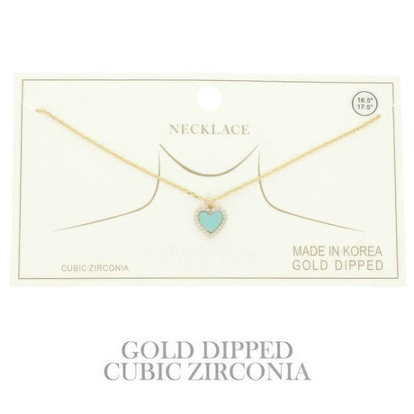 Gold Plated Cz Heart Pendant Necklace