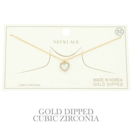Gold Plated Cz Heart Pendant Necklace