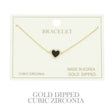 Gold Plated Cz Heart Chain Bracelet