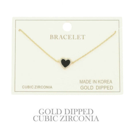 Gold Plated Cz Heart Chain Bracelet