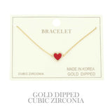 Gold Plated Cz Heart Chain Bracelet