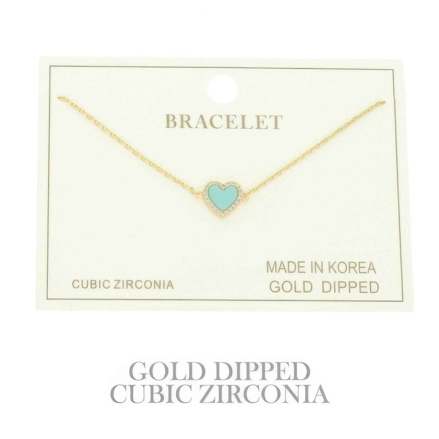 Gold Plated Cz Heart Chain Bracelet