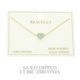 Gold Plated Cz Heart Chain Bracelet