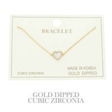 Gold Plated Cz Heart Chain Bracelet