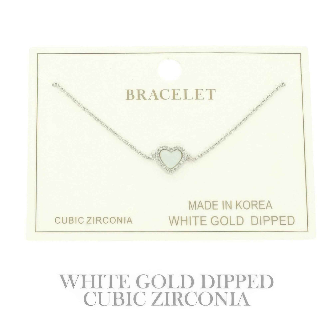 Gold Plated Cz Heart Chain Bracelet