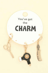 3pc Hair Stylist Theme Assorted Charm Set
