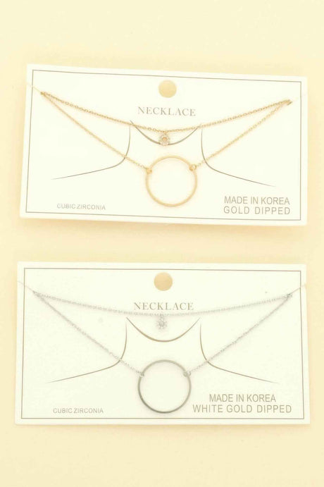 Cz Gold Plated Round Cut Pendant Necklace