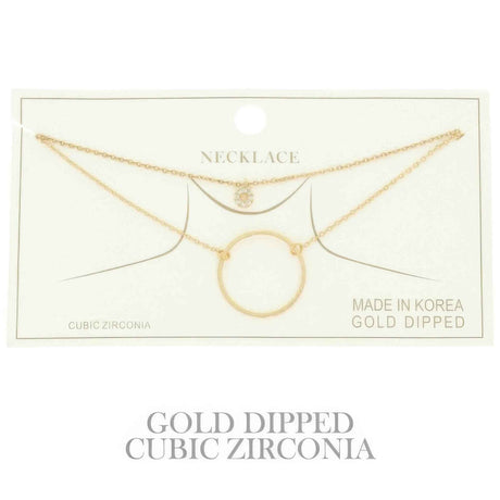 Cz Gold Plated Round Cut Pendant Necklace