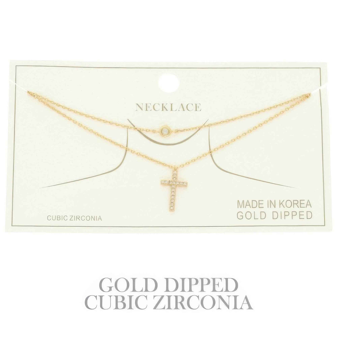 Cz Gold Plated Cross Pendant Necklace