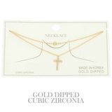 Cz Gold Plated Cross Pendant Necklace