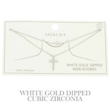 Cz Gold Plated Cross Pendant Necklace