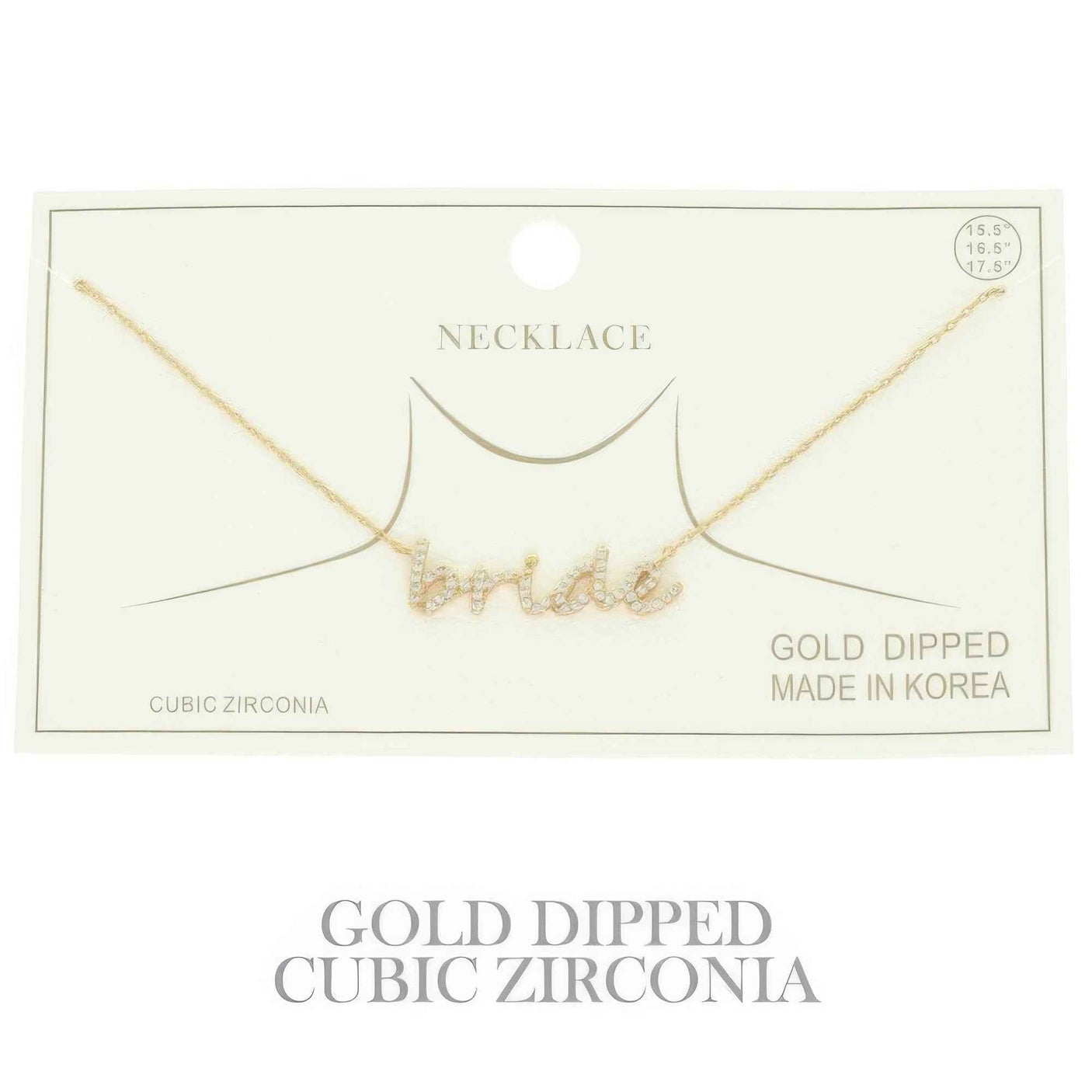 Cz Gold Plated Bride Pendant Necklace