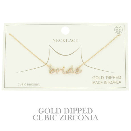 Cz Gold Plated Bride Pendant Necklace