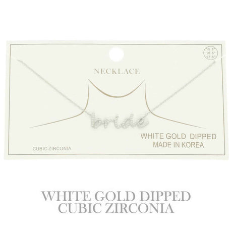 Cz Gold Plated Bride Pendant Necklace