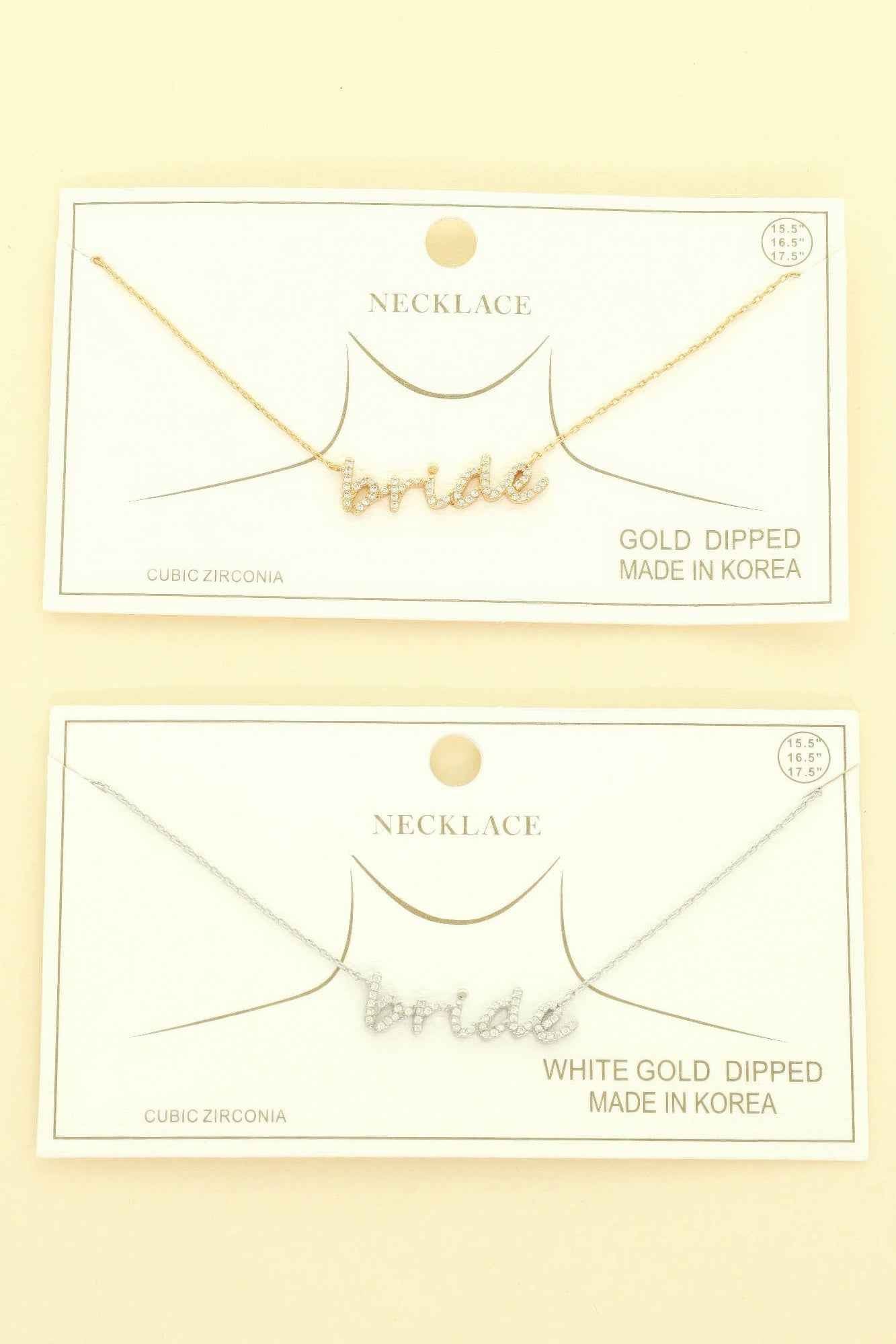 Cz Gold Plated Bride Pendant Necklace