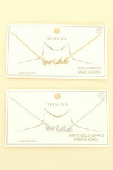 Cz Gold Plated Bride Pendant Necklace