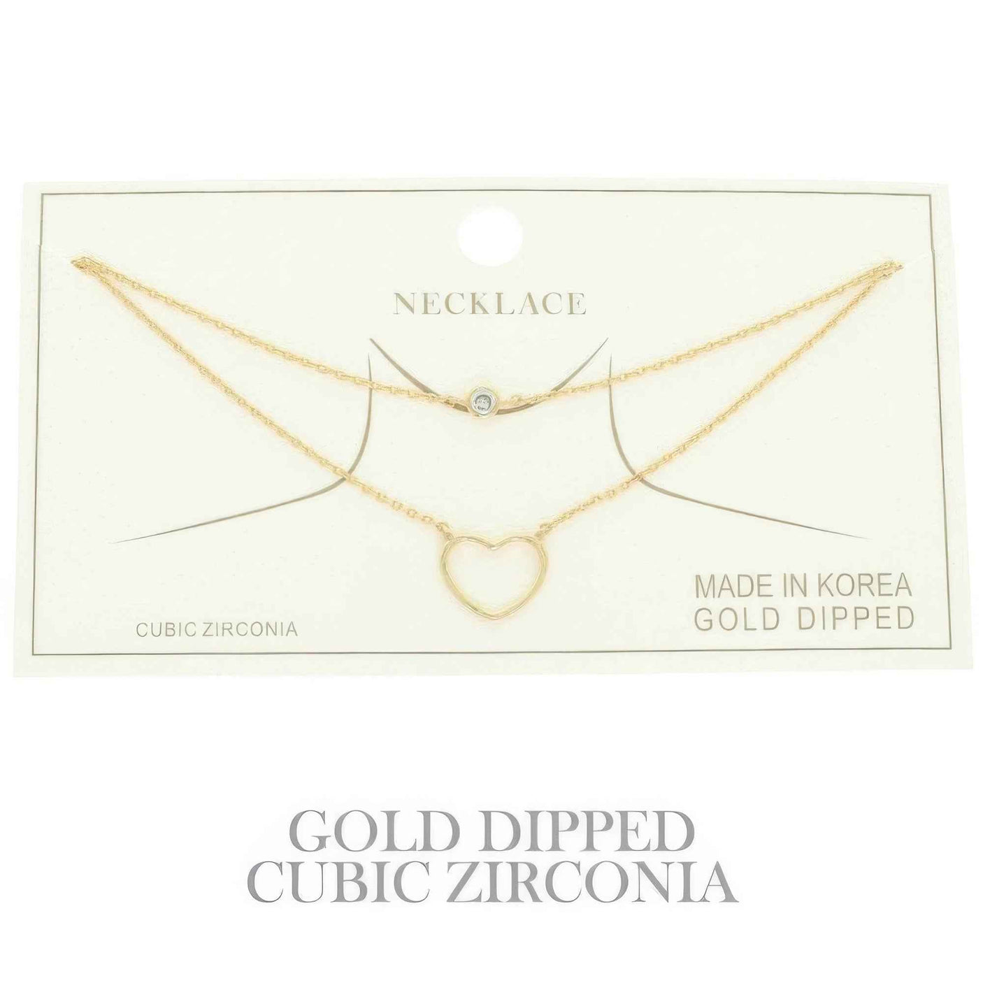 Cz Gold Plated Heart Cut Pendant Necklace