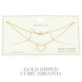 Cz Gold Plated Heart Cut Pendant Necklace