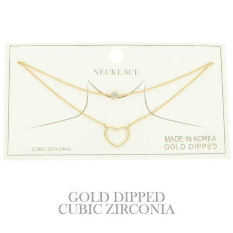 Cz Gold Plated Heart Cut Pendant Necklace