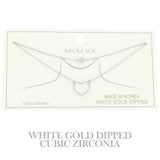 Cz Gold Plated Heart Cut Pendant Necklace