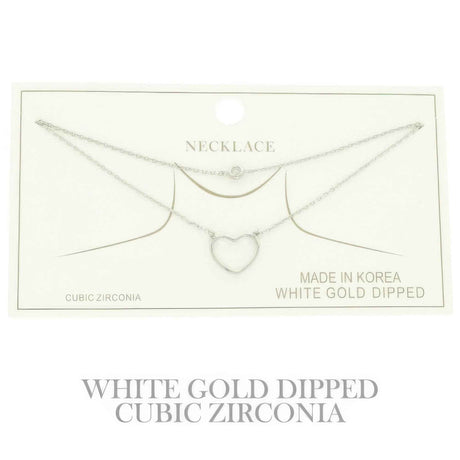 Cz Gold Plated Heart Cut Pendant Necklace