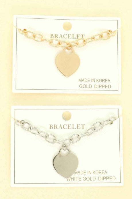 Gold Plated Heart Charm Bracelet