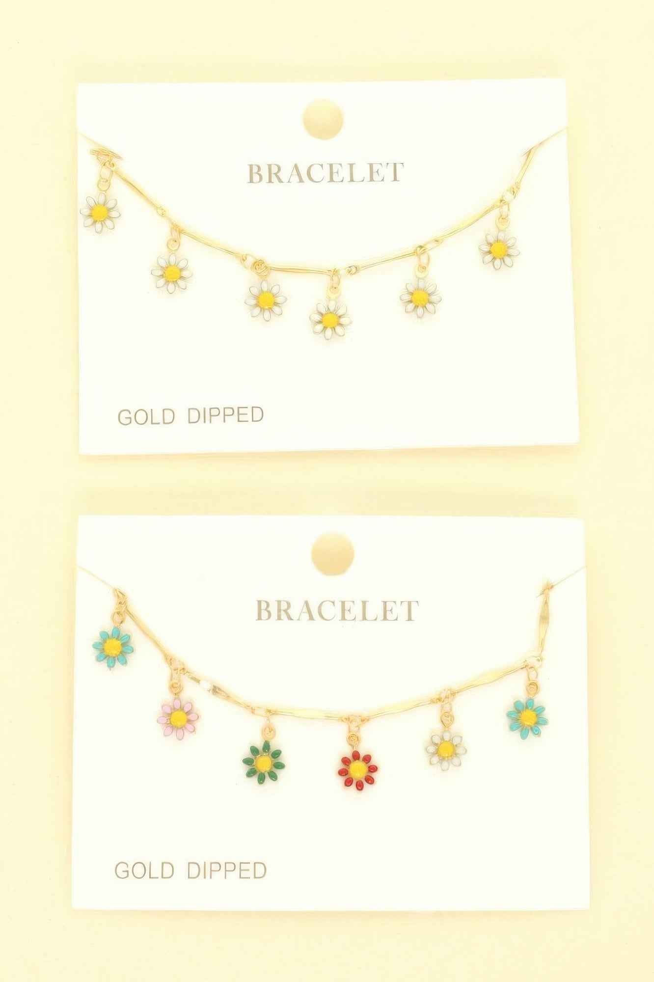 Gold Plated Floral Charm Bracelet