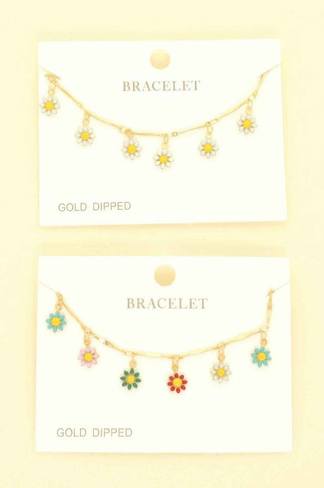 Gold Plated Floral Charm Bracelet