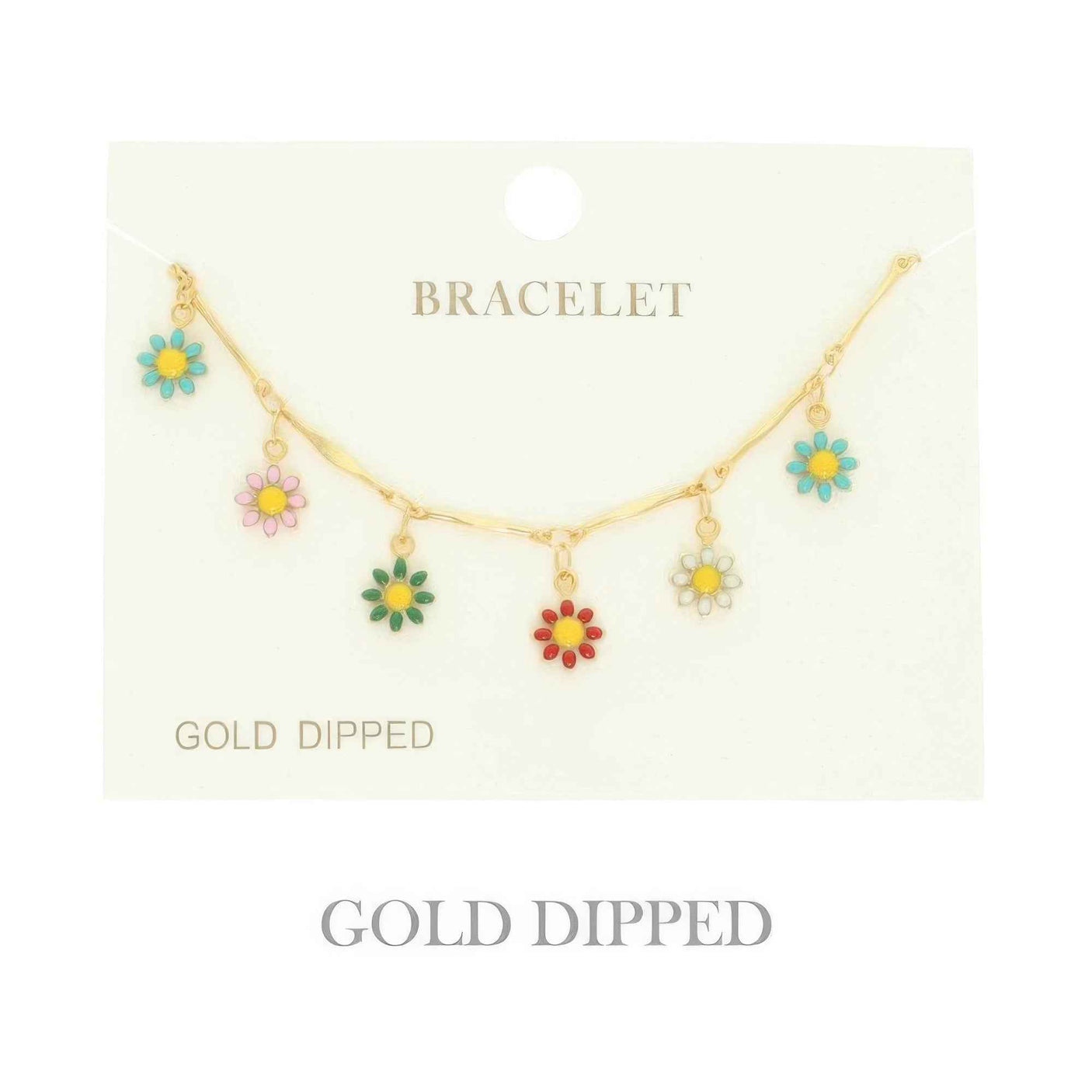 Gold Plated Floral Charm Bracelet