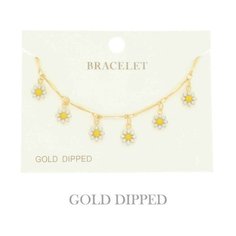 Gold Plated Floral Charm Bracelet
