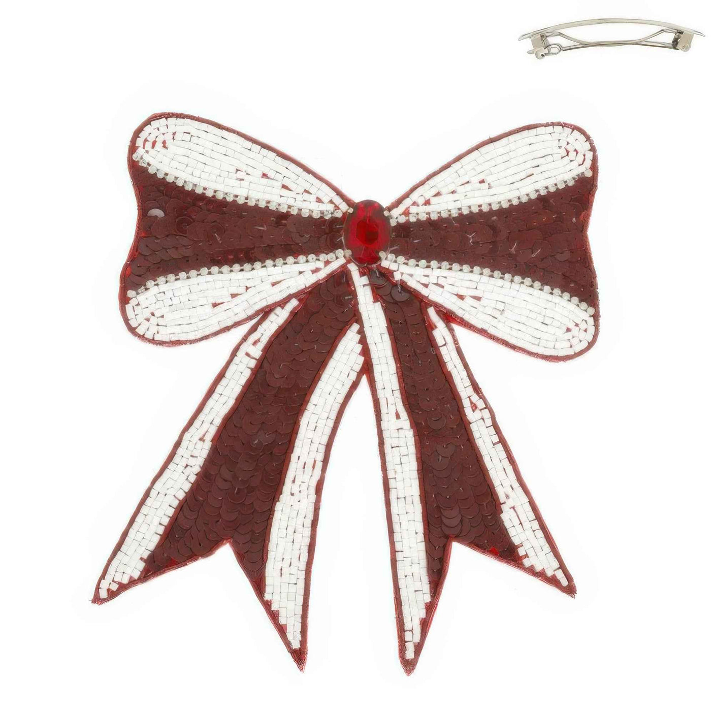 Gameday Sequin Ribbon Barrette Hair Clip