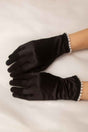 Women's Bridal Pearl Trim Satin Wrist Gloves