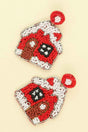 Christmas Gingerbread House Seed Beaded Earrings