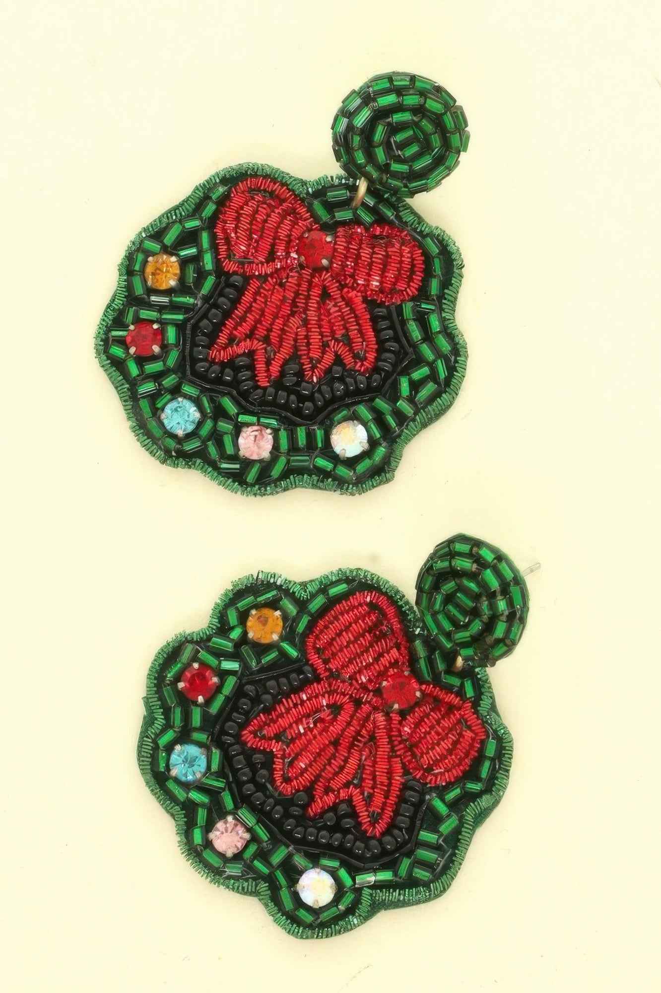 Christmas Wreath Post Dangle Earrings