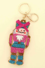 Christmas Nutcracker Seed Beaded Keychain