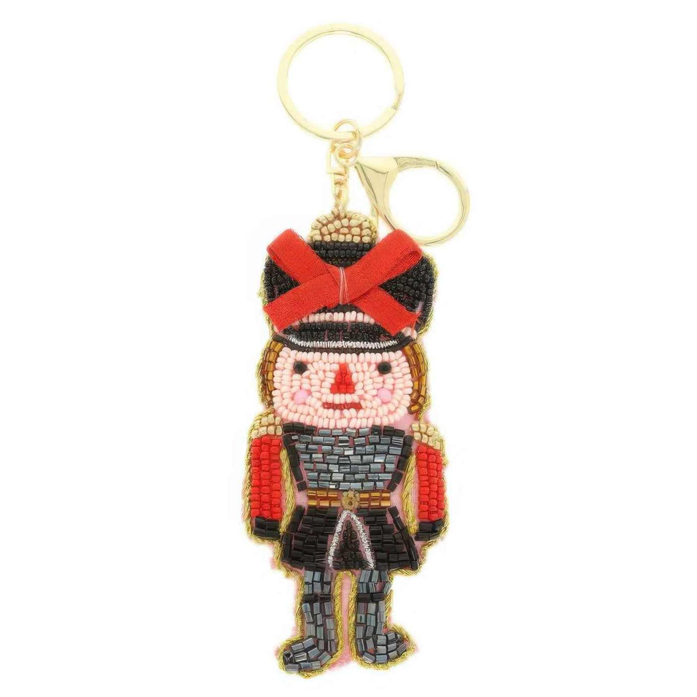 Christmas Nutcracker Seed Beaded Keychain