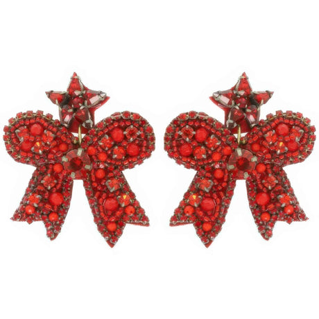 Christmas Bow Post Dangle Earrings