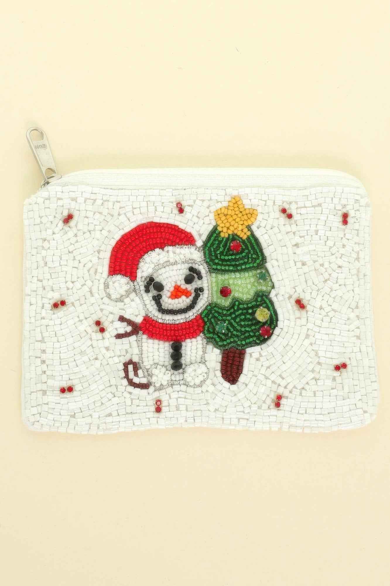 Christmas Theme Jeweled Beaded Coin Bag