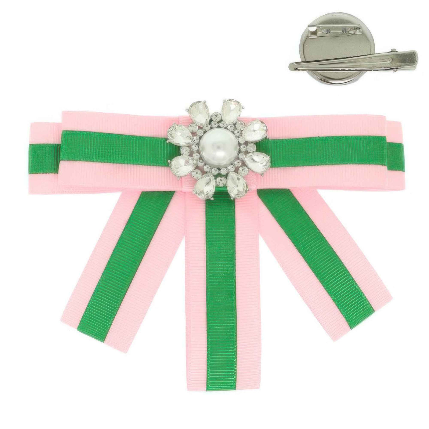 Jeweled Ribbon Hair Clip / Brooch Pin
