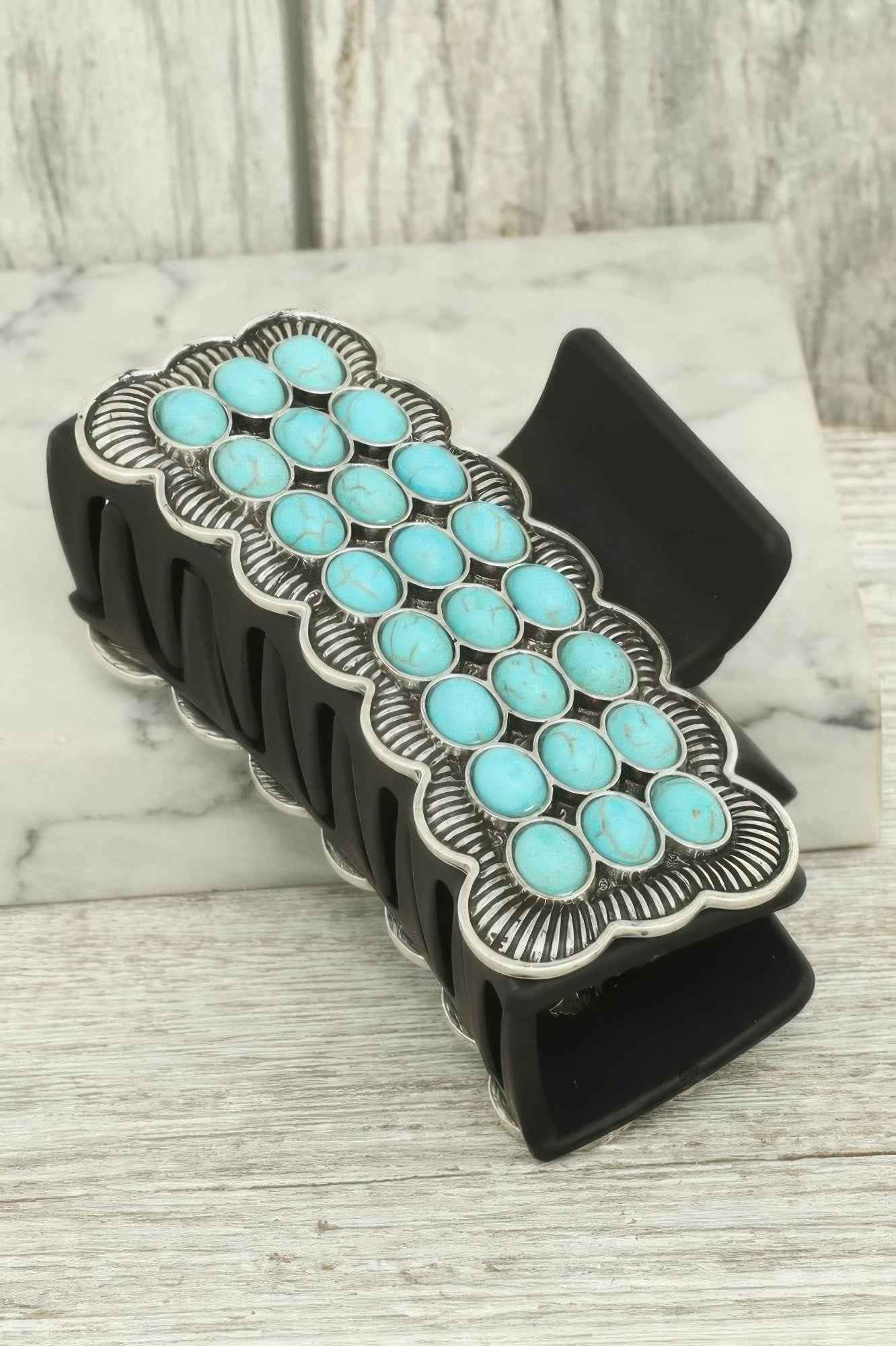 Western Turquoise Metal Hair Claw Clip