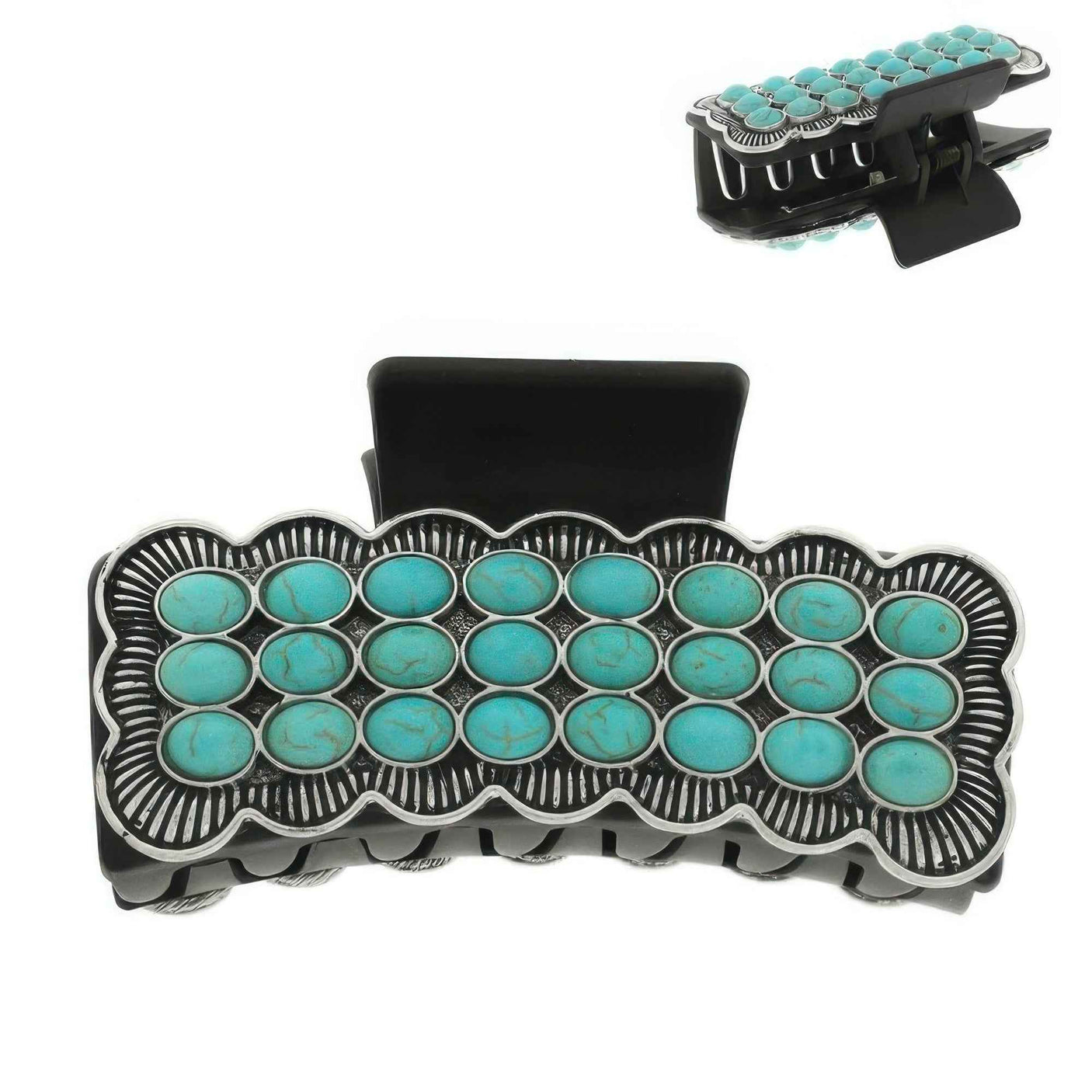 Western Turquoise Metal Hair Claw Clip